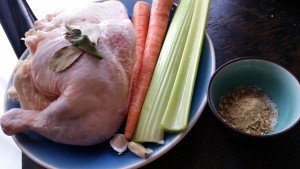 Basic Ingredients: Chicken, Carrots, Celery, Garlic and spices.